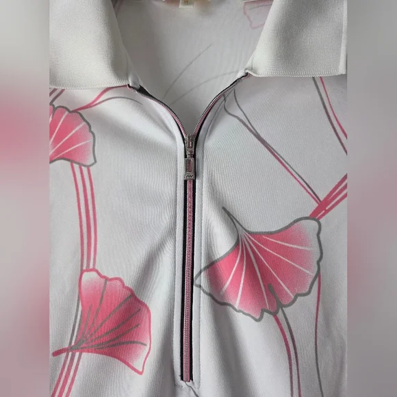 NWOT Monterey Club Polo Golf Pink and Black Floral Top Size XL - Picture 5 of 11